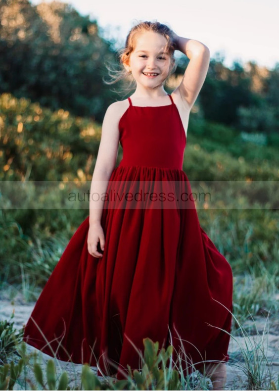 Burgundy Chiffon Lovely Flower Girl Dress